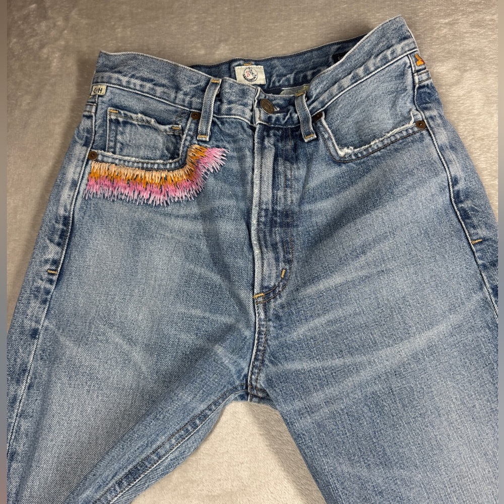 Free People X Citizens of Humanity Estella High Rise Ankle Flare Blue Jeans 25 - Picture 4 of 17